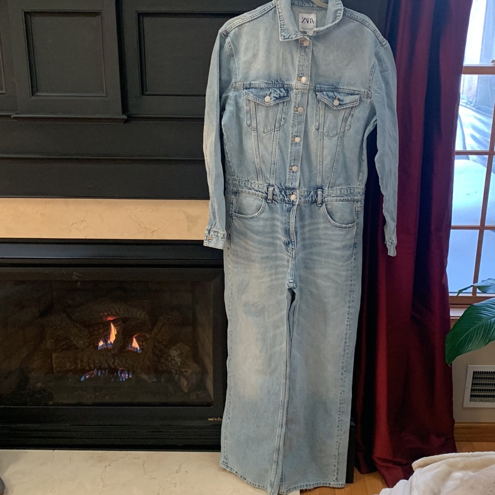 ZARA denim flight suit sz L